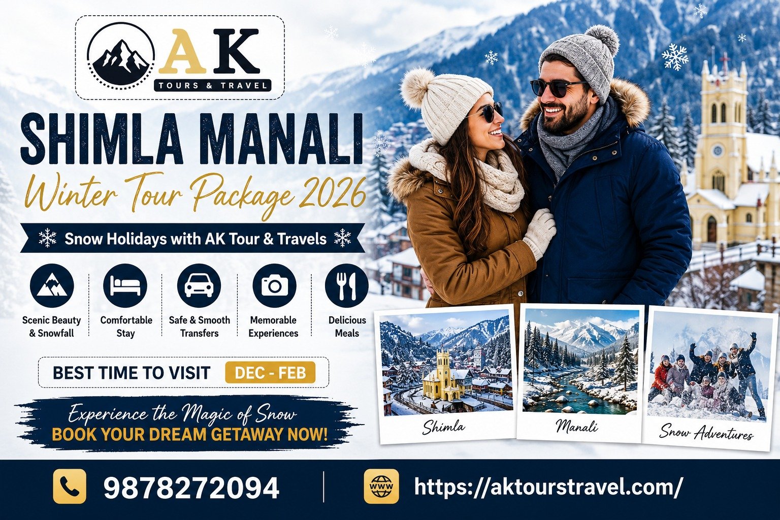 Shimla Manali Winter Tour Package 2026 | Snow Holidays with AK Tour & Travels 